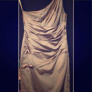 SHORT ONE SHOULDER STRETCH SATIN DRESS